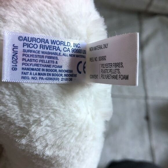 Aurora White Unicorn Heart Magical Plush Pink Mane Tail Horn Stuffed Animal 11" - Picture 4 of 7